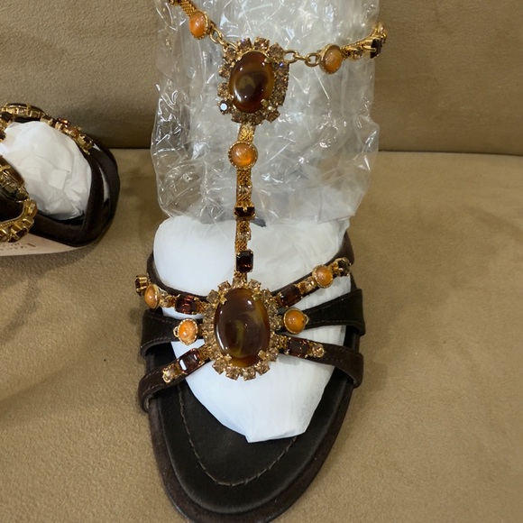 Giuseppe Zanotti Brown and Gold Sandals - Picture 3 of 16